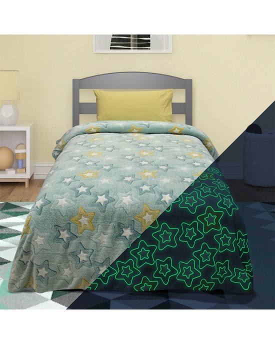 LINO ΚΟΥΒΕΡΤΑ FLEECE ΦΩΣΦΟΡΙΖΕ STER MINT 160X220