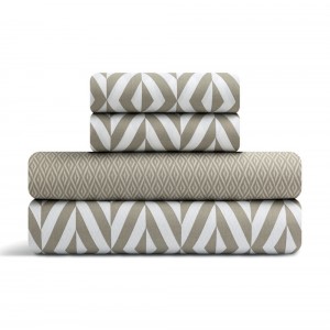 LINO Σετ Σεντόνια Υπέρδιπλα Με Λάστιχο (170Χ200+35) Ikat Μπεζ