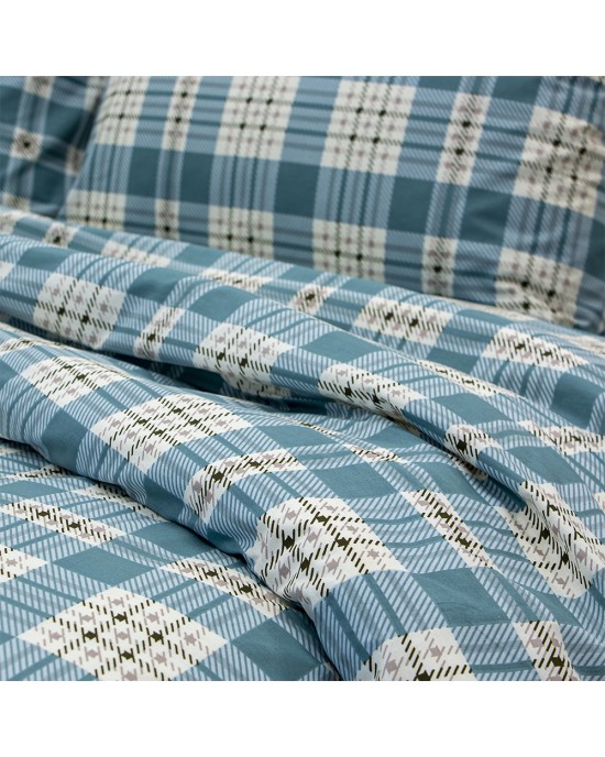 LINO Σετ Σεντόνια Μονά (170x260) Panier Μπλε