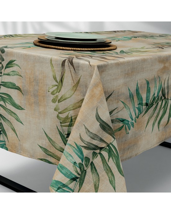 LINO Τραπεζομάντηλο Foresta 140x140 Εκρού-Πράσινο