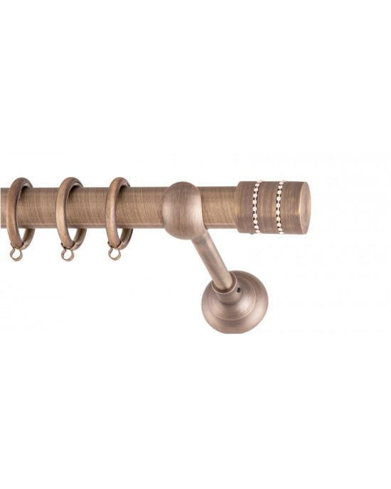CURTAIN WOOD BAR STRASS FRANS Φ25 ANTIK Φ1,60