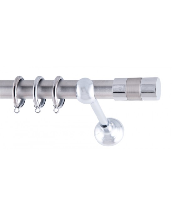 CURTAIN WOOD DIVA FRANS Φ25 NICKEL MATT WITH CHROME ACCESSORIES Φ1,60