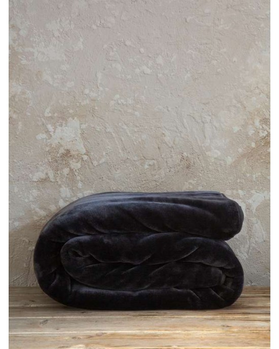 Κουβέρτα Βελουτέ Υπέρδιπλη 220x240 Coperta  Black NIMA HOME