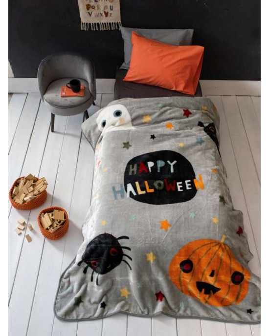 Κουβέρτα Βελουτέ Μονή 160x220  Happy Halloween NIMA HOME