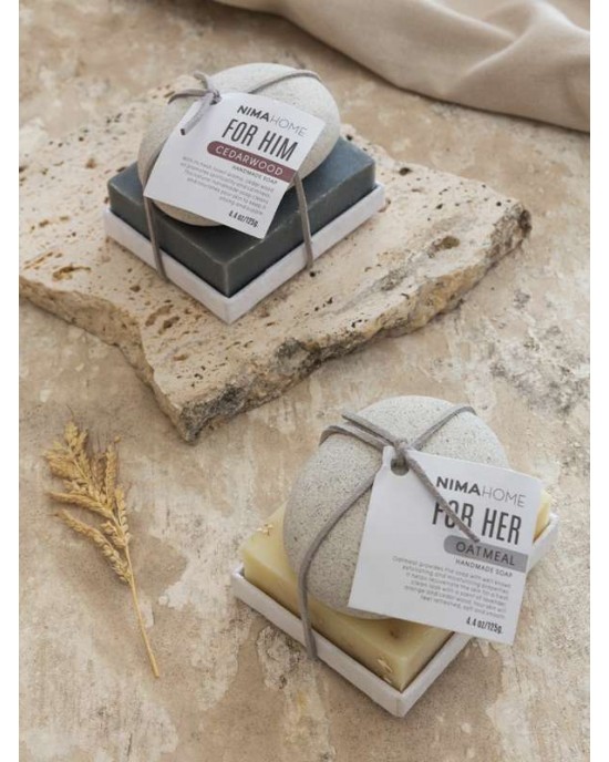 Σετ Σαπούνι χειροποίητο 125g + Πέτρα απολέπισης  Oatmeal NIMA HOME